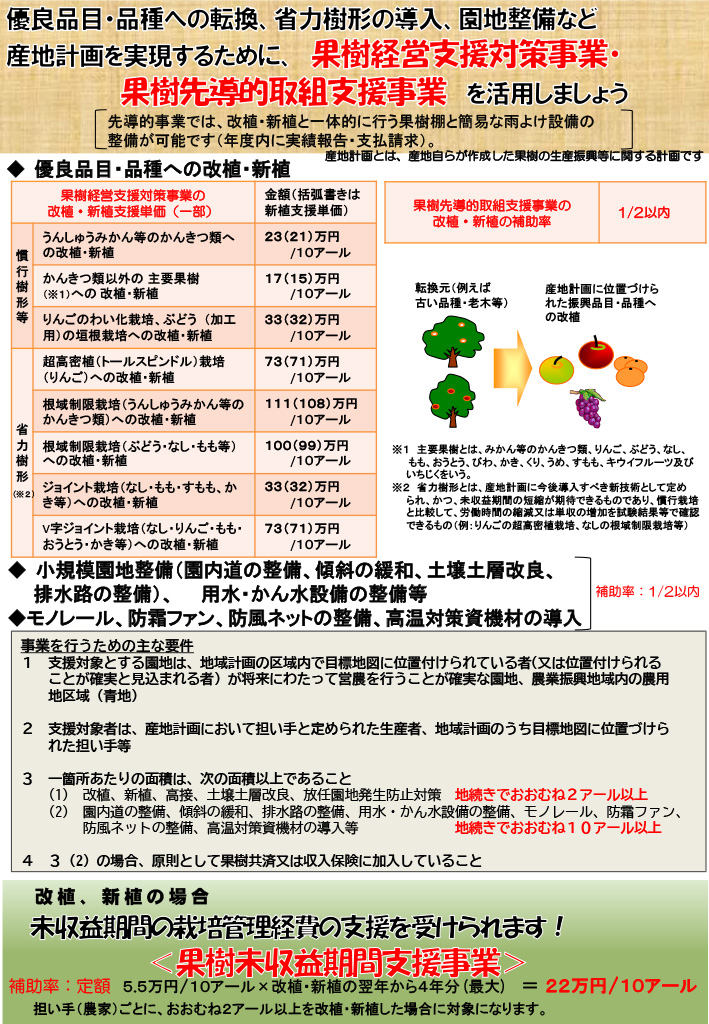 R8チラシ「果樹経営支援対策事業・果樹先導的取組支援事業を活用しましょう！」（福岡県版）1