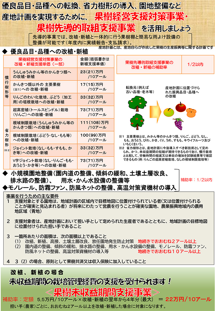 R8チラシ「果樹経営支援対策事業・果樹先導的取組支援事業を活用しましょう！」（福岡県版）01